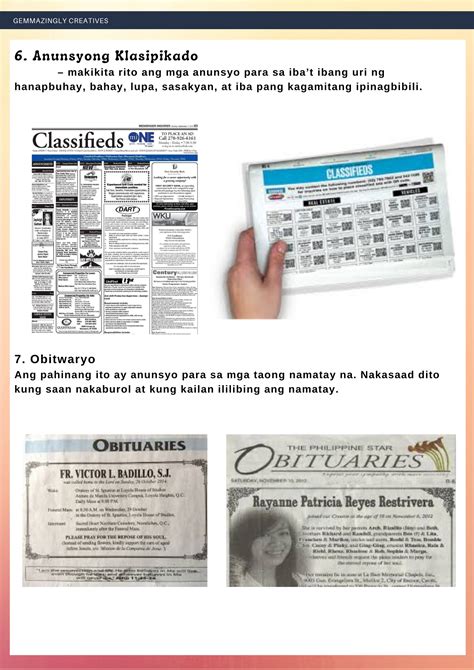 ano ang anunsyo klasipikado|Bahagi ng Pahayagan Flashcards .
